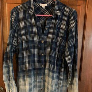J.Jill nwot navy plaid ombre tunic shirt ST small tall